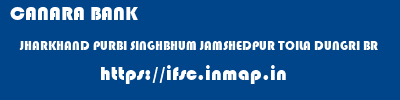 CANARA BANK  JHARKHAND PURBI SINGHBHUM JAMSHEDPUR TOILA DUNGRI BR  ifsc code